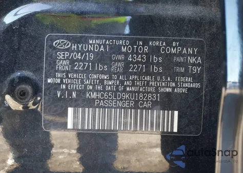 2019 Hyundai Ioniq Plug-In Hybrid из США, поврежденный, VIN KMHC65LD9KU182831